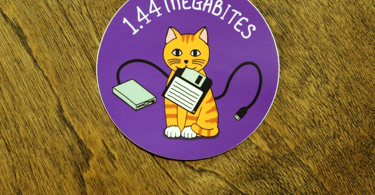 Cat & Floppy Disk Sticker | Shop